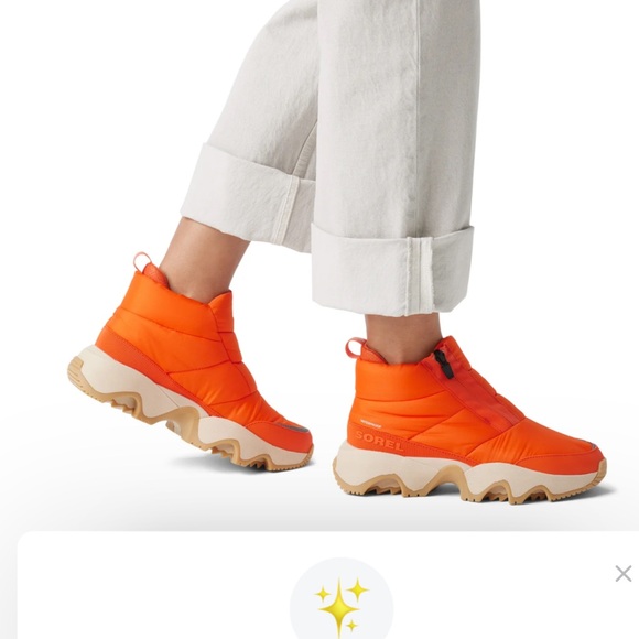 Sorel Women Orange Waterproof Kinetic Impact Bootie size 7 NWT zipper front puff - Picture 3 of 9